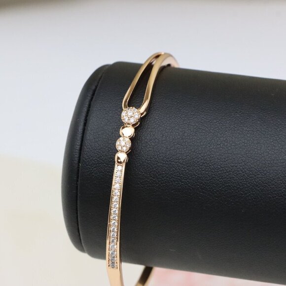 Radiant Rose Gold Bangle with Pave & Beaded Detailing, XPBL0416 - Picture 9 of 12